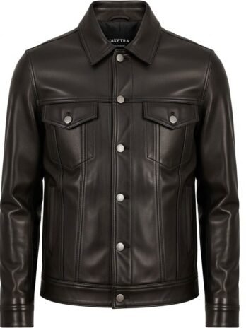 JAKETRA Pioneer – Luxury Black Leather Trucker Jacket