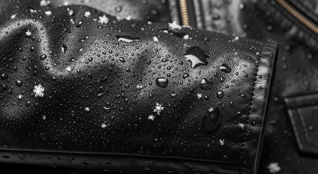 What happens if leather gets wet in snow