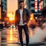 What to wear with a black leather jacket (men)
