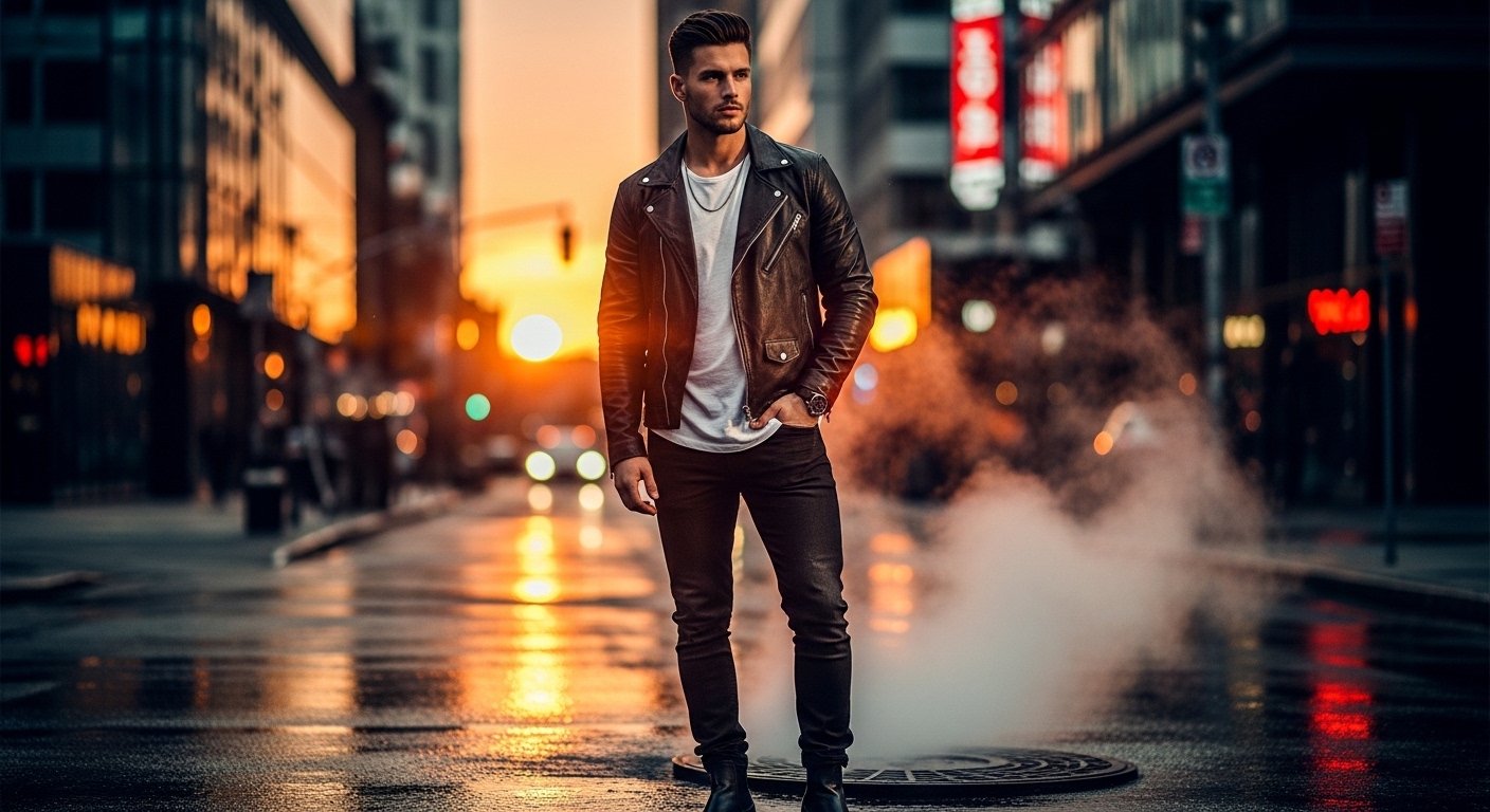 You are currently viewing What to wear with a black leather jacket (men)
