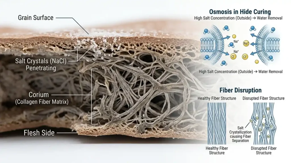 Chemically When Salt Contacts Leather