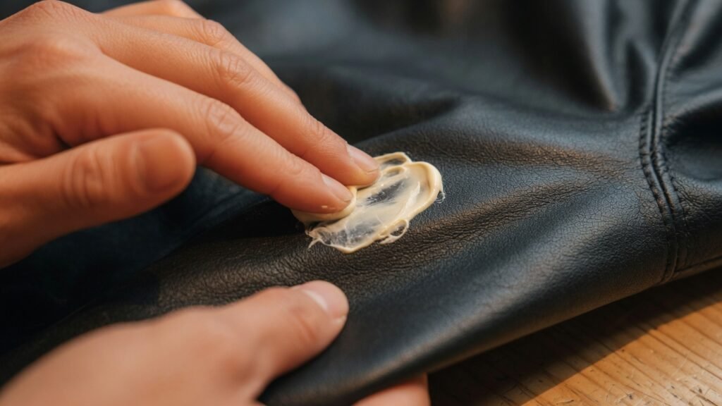 conditioner into a black lambskin jacket