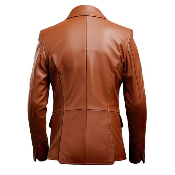 Men’s Chocolate Brown Genuine Sheepskin Leather Blazer back