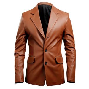 Men’s Chocolate Brown Genuine Sheepskin Leather Blazer front