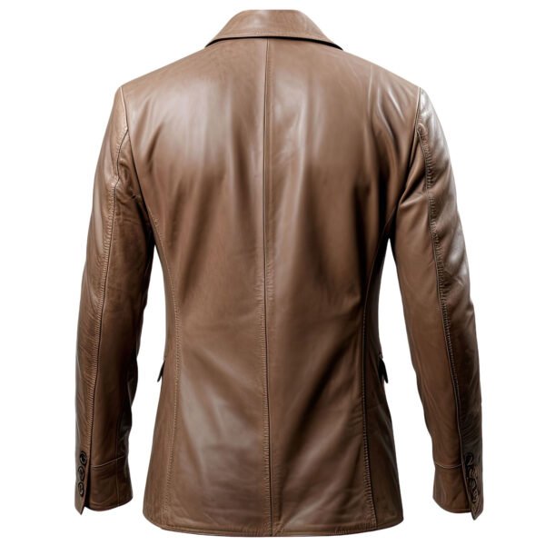 Men’s Coffee Brown Genuine Sheepskin Leather Blazer back