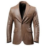 Men’s Coffee Brown Genuine Sheepskin Leather Blazer front