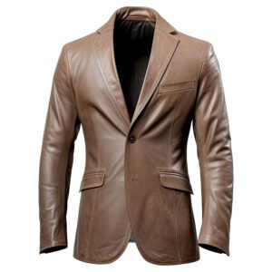 Men’s Coffee Brown Genuine Sheepskin Leather Blazer front