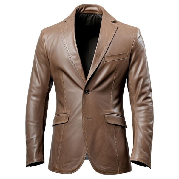 Men’s Coffee Brown Genuine Sheepskin Leather Blazer front