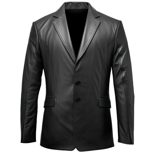 Men's Genuine Sheepskin Leather Blazer with Notch Lapel — Lightweight Business & Casual Jacket front