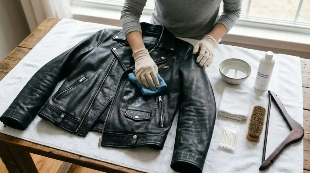 Cleaning leather jacket step by step