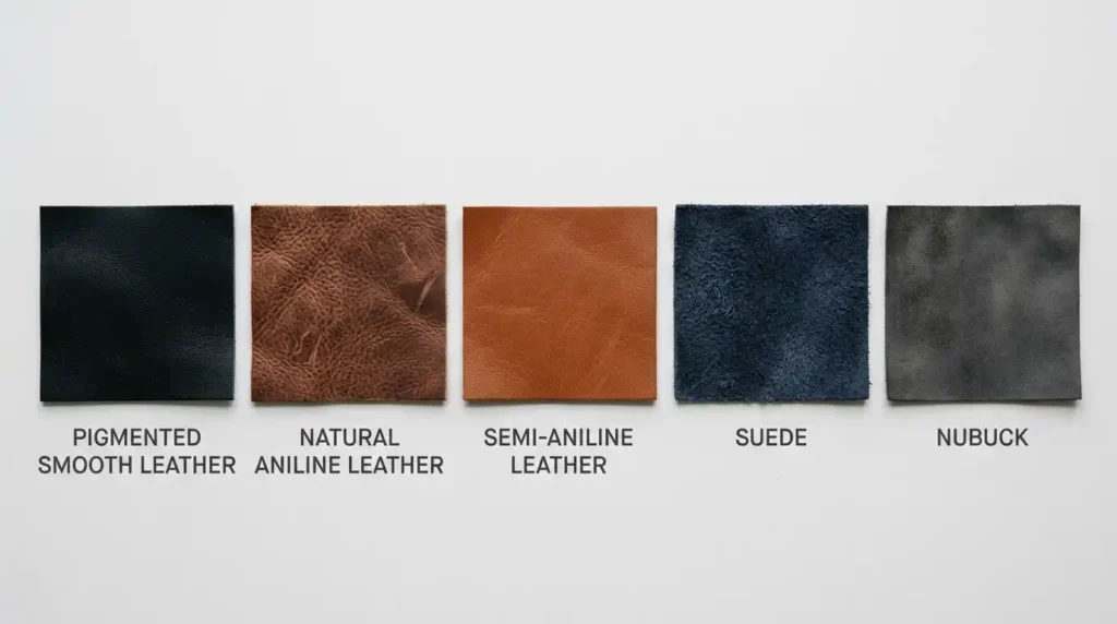 Leather swatches comparison